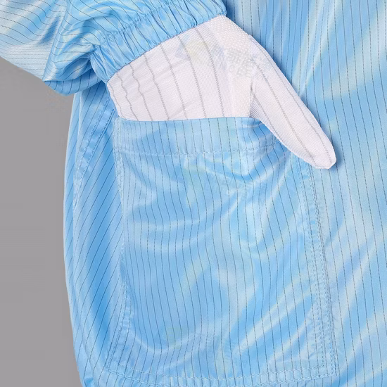 Vêtement antistatique d'ESD de robe d'habillement de sécurité de blouse de laboratoire de salle blanche de polyester de femmes bleues